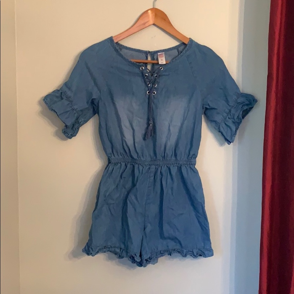 Girls denim romper
